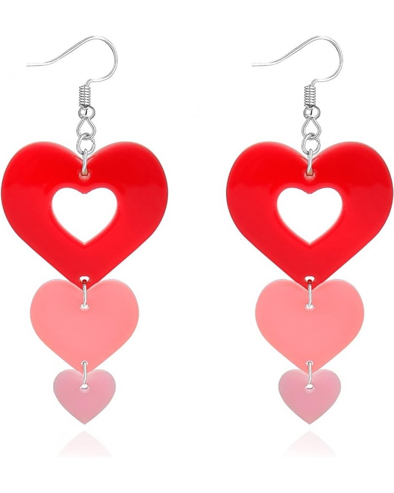Heart Earrings for Women Girls Pink Heart Earrings Valentines Day Earrings Love Heart Dangle Earrings Valentines Day Mothers ...