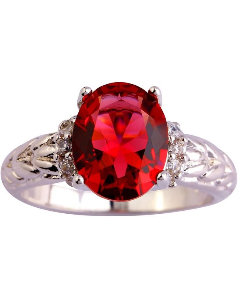 925 Sterling Silver Created Ruby Spinel Filled Bypass Band Promise Ring A-Red $4.63 Rings