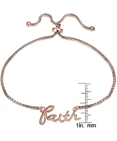 Sterling Silver FAITH Polished Adjustable Bracelet rose-gold-flashed-silver $9.84 Bracelets