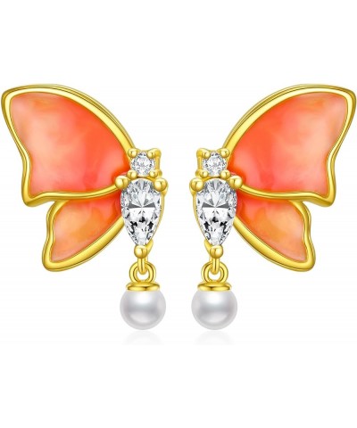 Butterfly Dangle Drop Earrings with Blue Cubic Zirconia 925 Sterling Silver Lever Back Drop Earrings Christmas Valentine's Da...