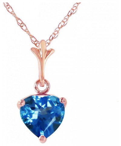 14k Solid Rose Gold Heart-shaped 1.15 Carat Natural Blue Topaz Pendant Necklace 14.0 Inches $130.29 Necklaces