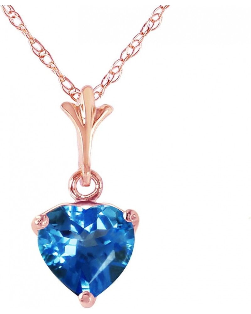 14k Solid Rose Gold Heart-shaped 1.15 Carat Natural Blue Topaz Pendant Necklace 14.0 Inches $130.29 Necklaces