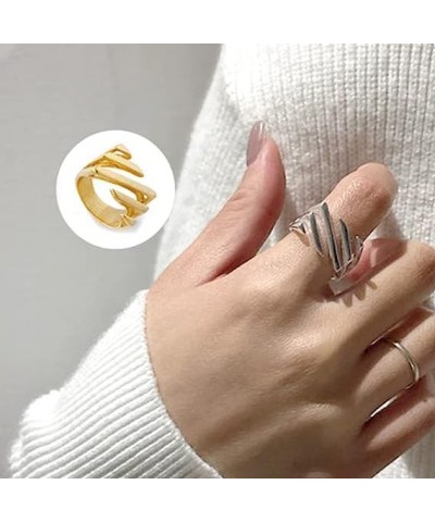 Layered Twill Ring, 2023 New Twill Cutout Women's Statement Rings, Asymmetrical Geometric Rectangular Minimal Ring for Women ...