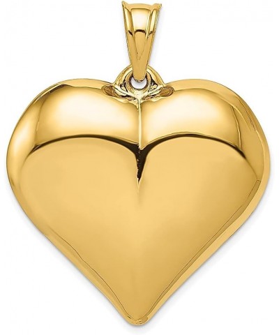 14k Yellow Gold Large Heart Necklace Charm Pendant Love Puffed Fine Jewelry For Women Gifts For Her $167.46 Pendants