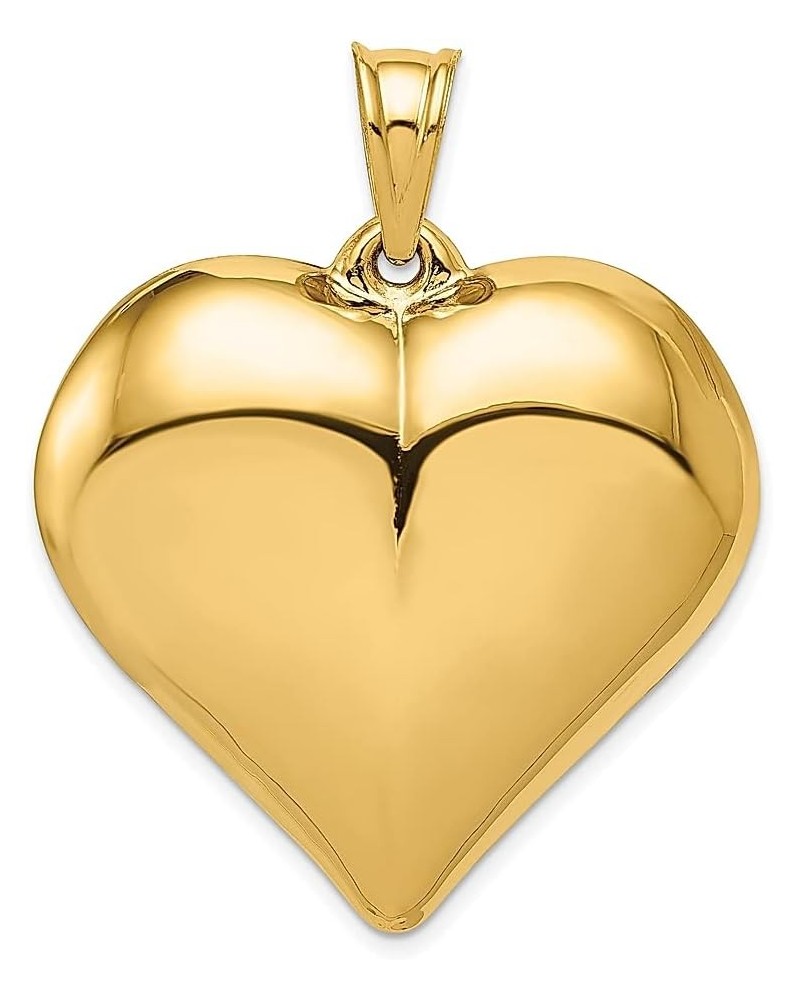 14k Yellow Gold Large Heart Necklace Charm Pendant Love Puffed Fine Jewelry For Women Gifts For Her $167.46 Pendants