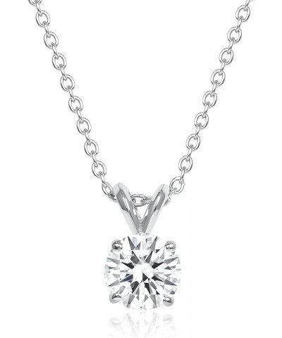 1/2 to 5 Carat Round Moissanite Solitaire Pendant Necklace for Women I 14k Gold Necklace I 16 to 18 Inch Adjustable Chain (G-...