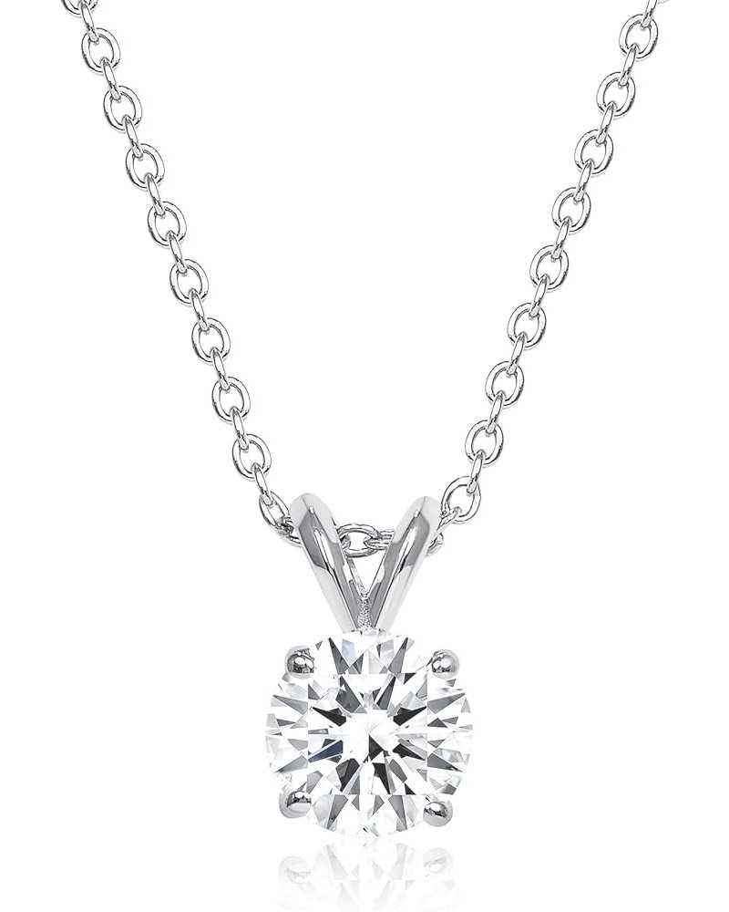 1/2 to 5 Carat Round Moissanite Solitaire Pendant Necklace for Women I 14k Gold Necklace I 16 to 18 Inch Adjustable Chain (G-...