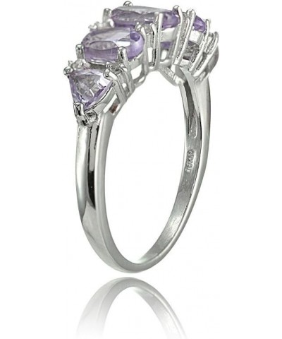 Sterling Silver Amethyst and White Topaz 5-Stone Half Eternity Band Ring Size 9 - Sterling Silver $25.64 Rings