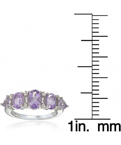 Sterling Silver Amethyst and White Topaz 5-Stone Half Eternity Band Ring Size 9 - Sterling Silver $25.64 Rings