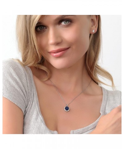 925 Sterling Silver Blue Sapphire Gemstone Pendant Necklace For Women (5.40 Cttw, Oval 11X9MM, with 18 Inch Silver Chain) $43...