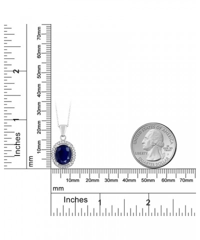 925 Sterling Silver Blue Sapphire Gemstone Pendant Necklace For Women (5.40 Cttw, Oval 11X9MM, with 18 Inch Silver Chain) $43...