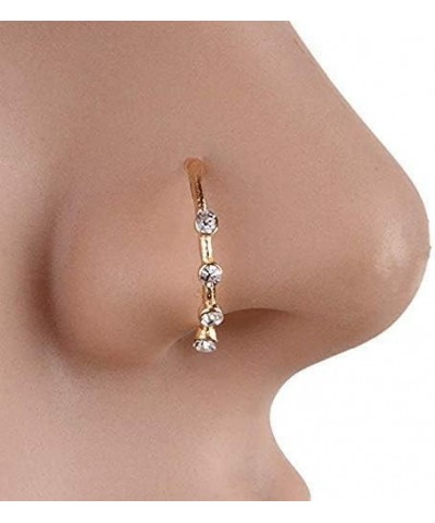 Nose Ring Hoop Four Diamonds Gold Silver Nose Nostril CZ Inlaid Nose Ring Piercing Jewelry for Women Men Girl (gold) $7.82 Bo...
