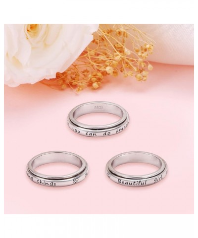 S925 Sterling Silver Spinner Fidget Rings for Anxiety Worry Relieving Boredom ADHD Autism Band for Women Teens Beautiful g*rl...