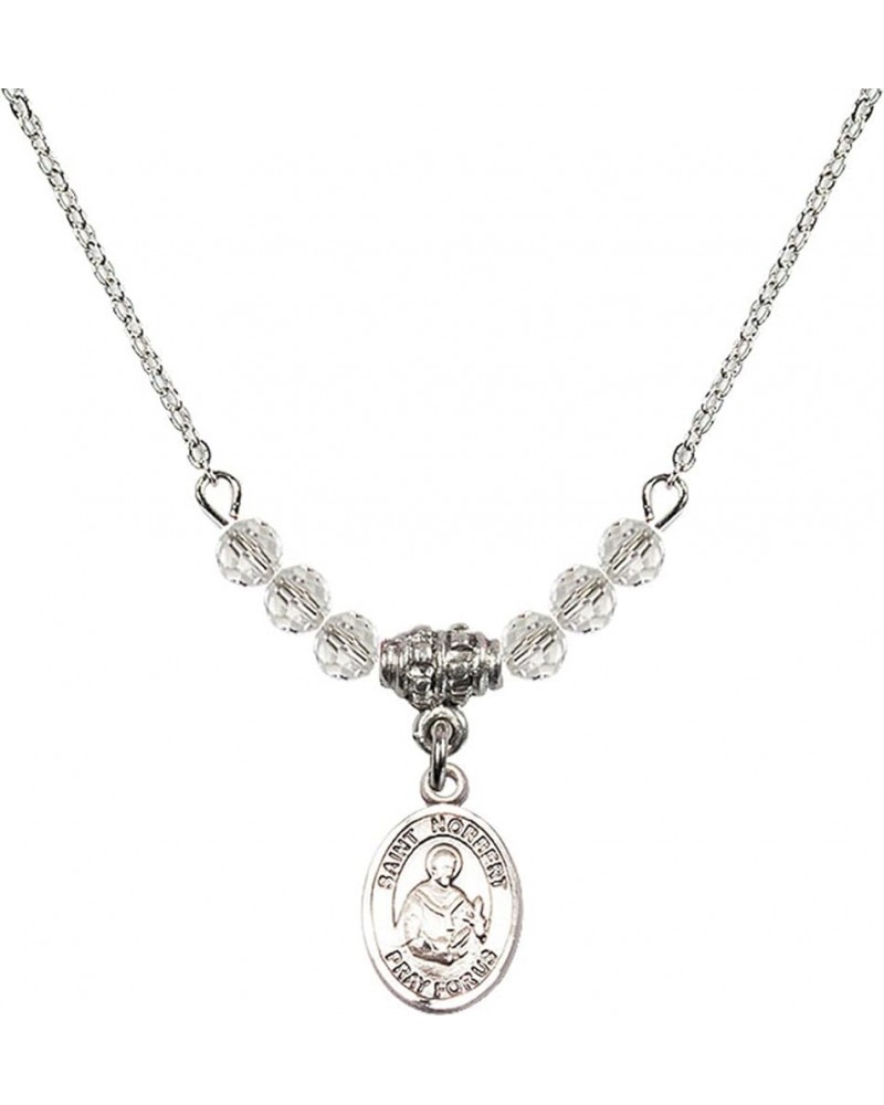 April Birth Month Bead Necklace with Catholic Patron Saint Petite Charm, 18 Inch Saint Norbert of Xanten $32.44 Necklaces