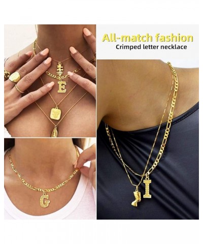 Gold Initial Figaro Chain Necklace, Custom Monogram Letter Choker Necklaces, 16"+2" Adjustable Letter G-Gold No Engraving $10...