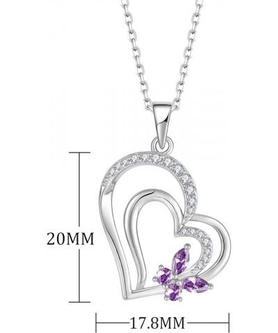 Butterfly Necklace 925 Sterling Silver Butterfly Heart Necklace for Her Gemstone Pendants with 3A Cubic Zirconia Birthstone f...