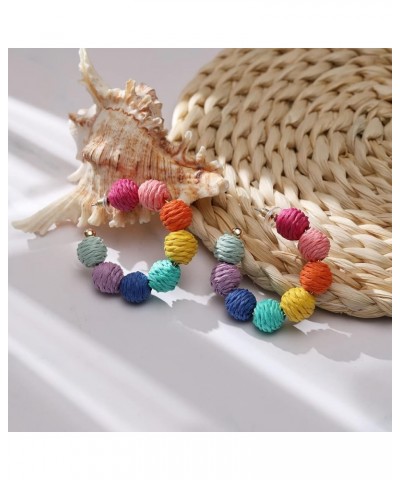 Colorful Statement Raffia Hoop Dangle Earrings for Women - Fun Summer Rattan Beach Vacation Jewelry Teacher Gifts Colorful $8...