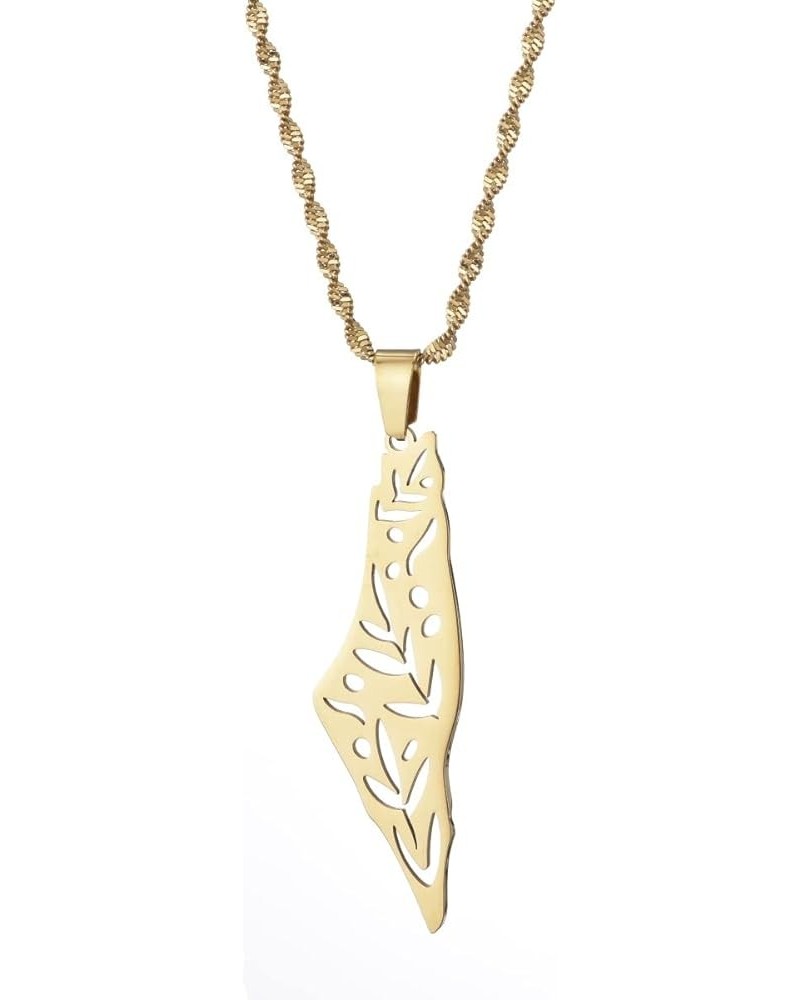 Palestine in Arabic Pendant Necklace Palestine Map Amulet Jewelry gold $8.98 Necklaces