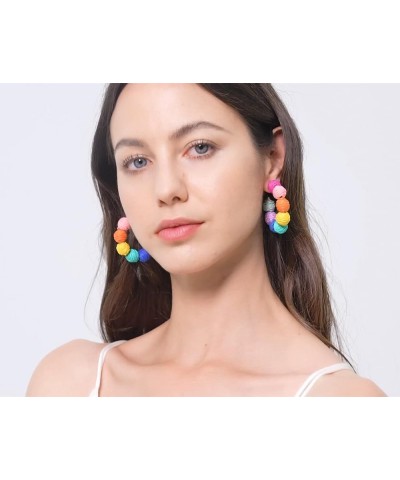 Colorful Statement Raffia Hoop Dangle Earrings for Women - Fun Summer Rattan Beach Vacation Jewelry Teacher Gifts Colorful $8...