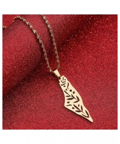 Palestine in Arabic Pendant Necklace Palestine Map Amulet Jewelry gold $8.98 Necklaces