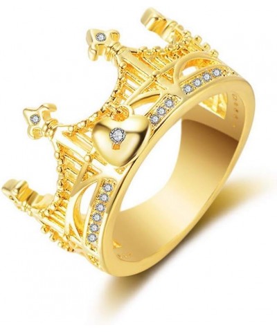 Simple Tiara Crown Cut Cubic Zirconia Luxury Gemstone Ring Gold Plated Anniversary Party Jewelry $6.59 Rings