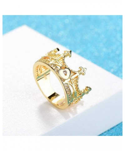 Simple Tiara Crown Cut Cubic Zirconia Luxury Gemstone Ring Gold Plated Anniversary Party Jewelry $6.59 Rings