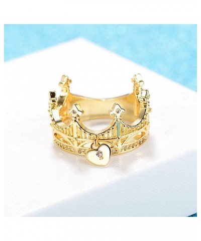 Simple Tiara Crown Cut Cubic Zirconia Luxury Gemstone Ring Gold Plated Anniversary Party Jewelry $6.59 Rings