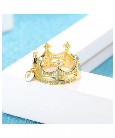 Simple Tiara Crown Cut Cubic Zirconia Luxury Gemstone Ring Gold Plated Anniversary Party Jewelry $6.59 Rings