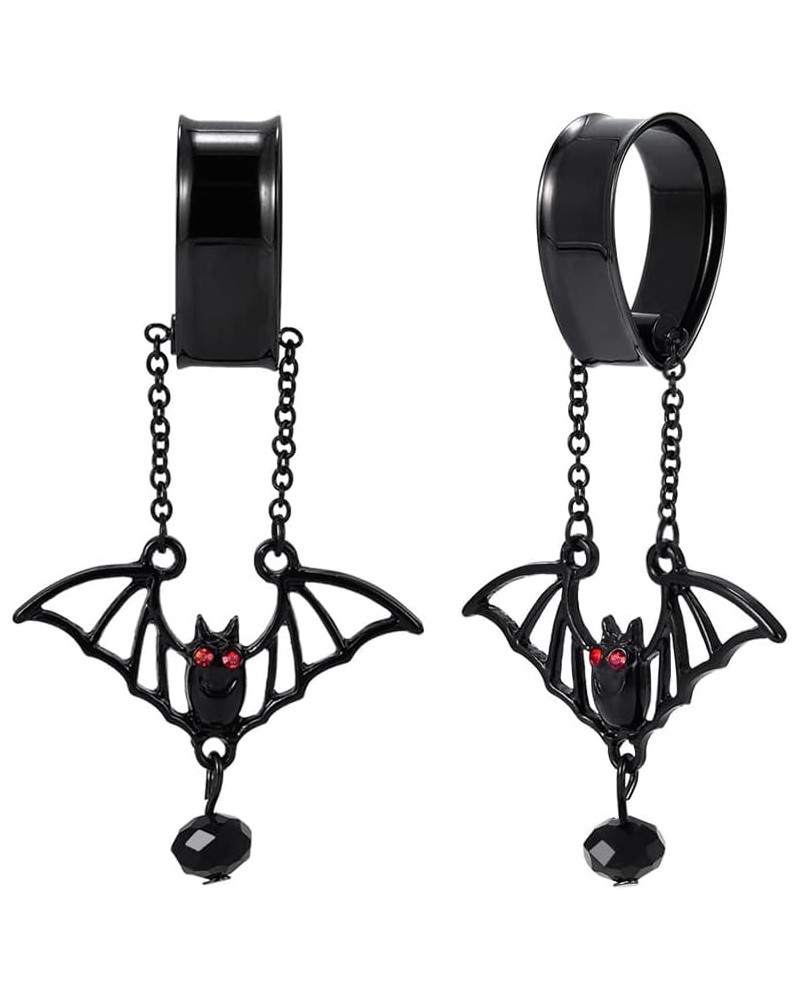 2PCS Stainless Steel Ear Gauges Tunnels Hollow Spider Bee Bat Chain Screw Fit For Men Women 6mm-25mm black bat 12mm(1/2") $10...