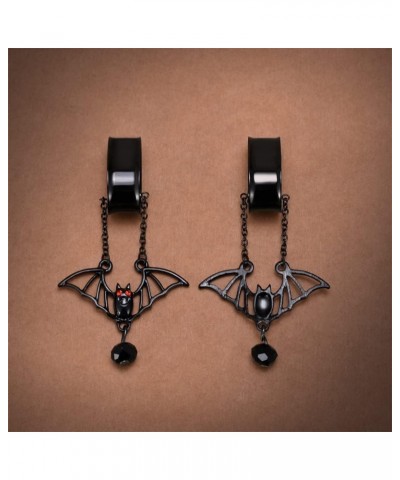 2PCS Stainless Steel Ear Gauges Tunnels Hollow Spider Bee Bat Chain Screw Fit For Men Women 6mm-25mm black bat 12mm(1/2") $10...