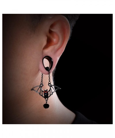 2PCS Stainless Steel Ear Gauges Tunnels Hollow Spider Bee Bat Chain Screw Fit For Men Women 6mm-25mm black bat 12mm(1/2") $10...