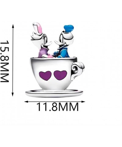 Donald Duck & Daisy Duck Love Cup Charm Fit Women Bracelet Necklaces Fashion Gifts 925 Sterling Silver DIY Jewelry Donald Duc...