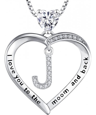 Initial Heart Necklace 925 Sterling Silver Love Cubic Zirconia Letter Pendant A-Z Alphabet Necklace for Women Letter-J $33.79...