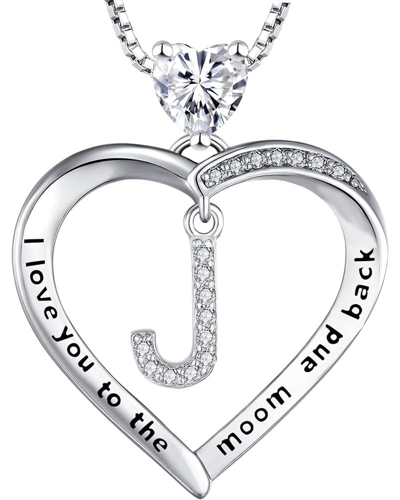 Initial Heart Necklace 925 Sterling Silver Love Cubic Zirconia Letter Pendant A-Z Alphabet Necklace for Women Letter-J $33.79...