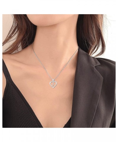 Initial Heart Necklace 925 Sterling Silver Love Cubic Zirconia Letter Pendant A-Z Alphabet Necklace for Women Letter-J $33.79...