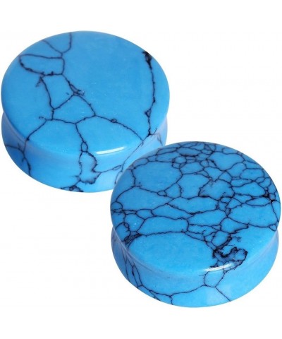 Turquoise Stone Organic Double-sided Flare Gauges / plugs / Tunnels 2 Piece (1 Pair) (B/5/2/30) 1/2" (12mm) $8.24 Body Jewelry