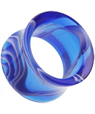 Marble Swirl Acrylic Double Flared Ear Gauge Tunnel Plug (Sold by Pair) 5/8" Blue $10.63 Body Jewelry