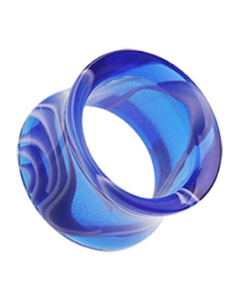 Marble Swirl Acrylic Double Flared Ear Gauge Tunnel Plug (Sold by Pair) 5/8" Blue $10.63 Body Jewelry