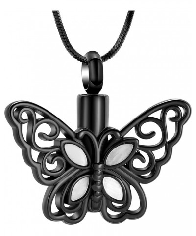 Cremation Jewelry for Ashes Memorial Keepsake for Beloved's Ashes Urn Pendants Butterfly Cremation Necklace for Ashes balck-2...