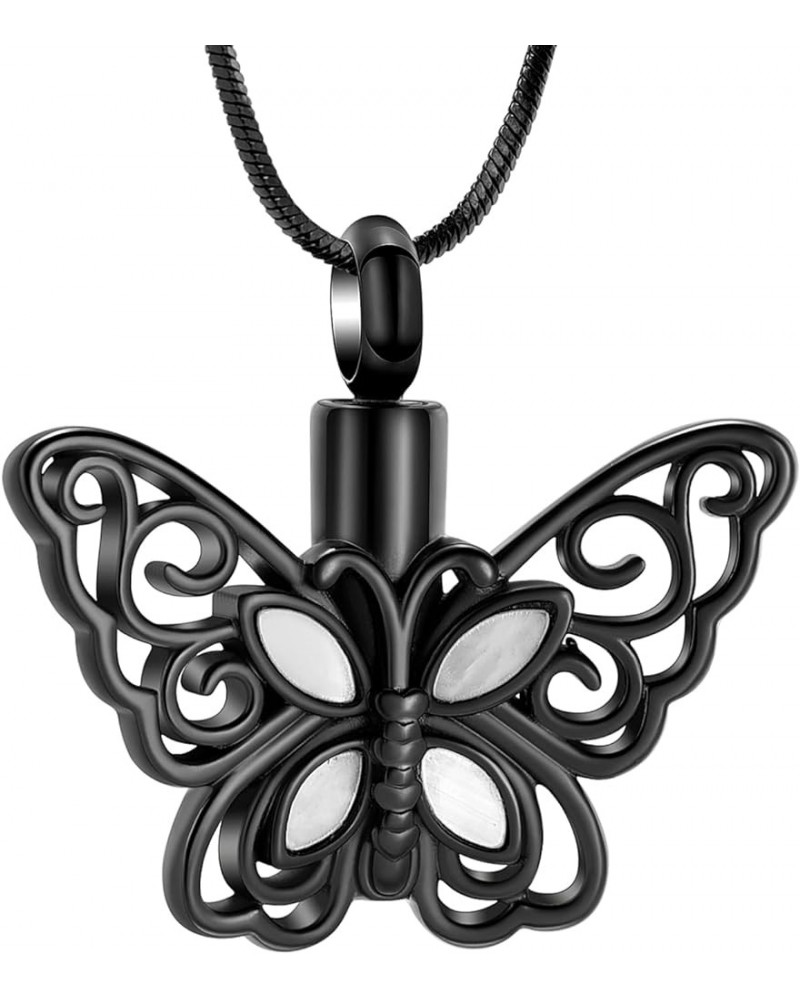 Cremation Jewelry for Ashes Memorial Keepsake for Beloved's Ashes Urn Pendants Butterfly Cremation Necklace for Ashes balck-2...