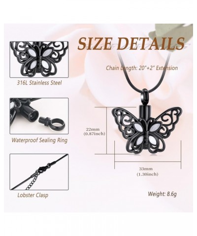 Cremation Jewelry for Ashes Memorial Keepsake for Beloved's Ashes Urn Pendants Butterfly Cremation Necklace for Ashes balck-2...