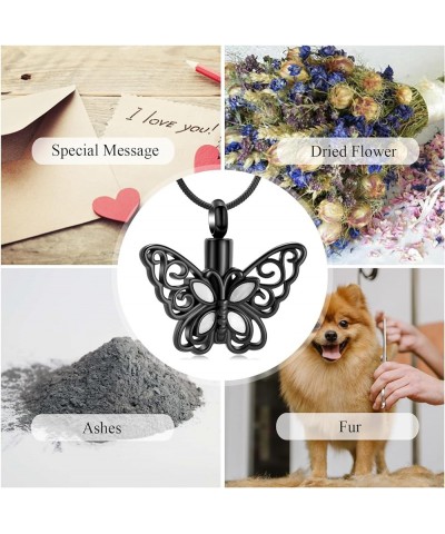 Cremation Jewelry for Ashes Memorial Keepsake for Beloved's Ashes Urn Pendants Butterfly Cremation Necklace for Ashes balck-2...