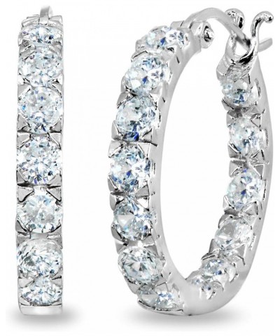 Sterling Silver 3mm Inside Out Cubic Zirconia Round Hoop Earrings, Options Available 3x20mm Silver $15.94 Earrings