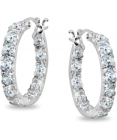 Sterling Silver 3mm Inside Out Cubic Zirconia Round Hoop Earrings, Options Available 3x20mm Silver $15.94 Earrings