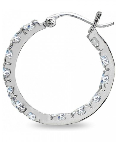 Sterling Silver 3mm Inside Out Cubic Zirconia Round Hoop Earrings, Options Available 3x20mm Silver $15.94 Earrings