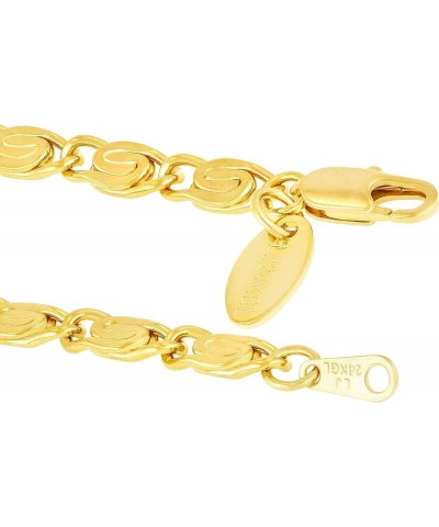 Diamond Cut Scroll Anklet for Women & Girls 24k Gold Plated Bracelet 11.0 Inches 5mm $15.48 Anklets