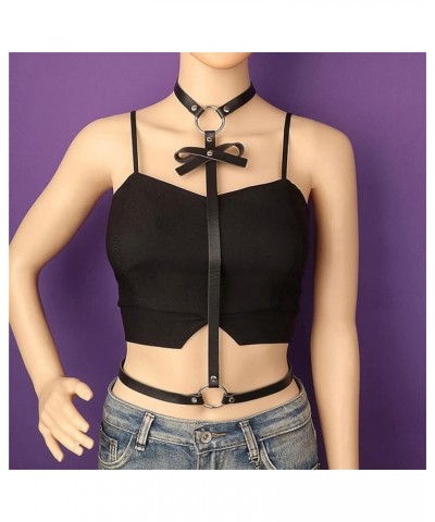 Goth Harness Fashion Leather Body Chain Harness For Women And Girls Choker Collar Harajuku Body Harness $15.38 Body Jewelry