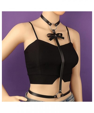 Goth Harness Fashion Leather Body Chain Harness For Women And Girls Choker Collar Harajuku Body Harness $15.38 Body Jewelry