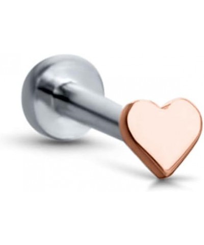 Titanium Labret Monroe Ear Cartilage Threadless Push Pin Nose Stud Heart Choose Your Color, Size & Gauge Rose-Tone-16G-3/16" ...