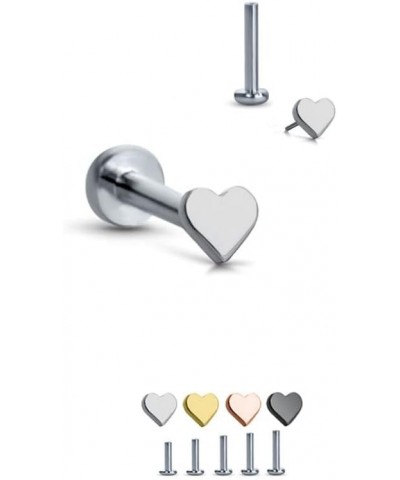 Titanium Labret Monroe Ear Cartilage Threadless Push Pin Nose Stud Heart Choose Your Color, Size & Gauge Rose-Tone-16G-3/16" ...